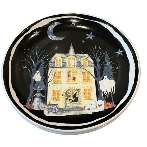 Potter's Studio Halloween HAUNTED HOUSE Salad Plates Set of 4 Witch Ghost New - Picture 9 of 10